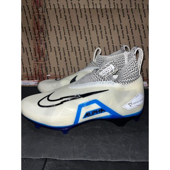 Nike Alpha Menace Elite 3 White Blue Football Cleats CT6648-101 Men\'s Size 10 main image 7